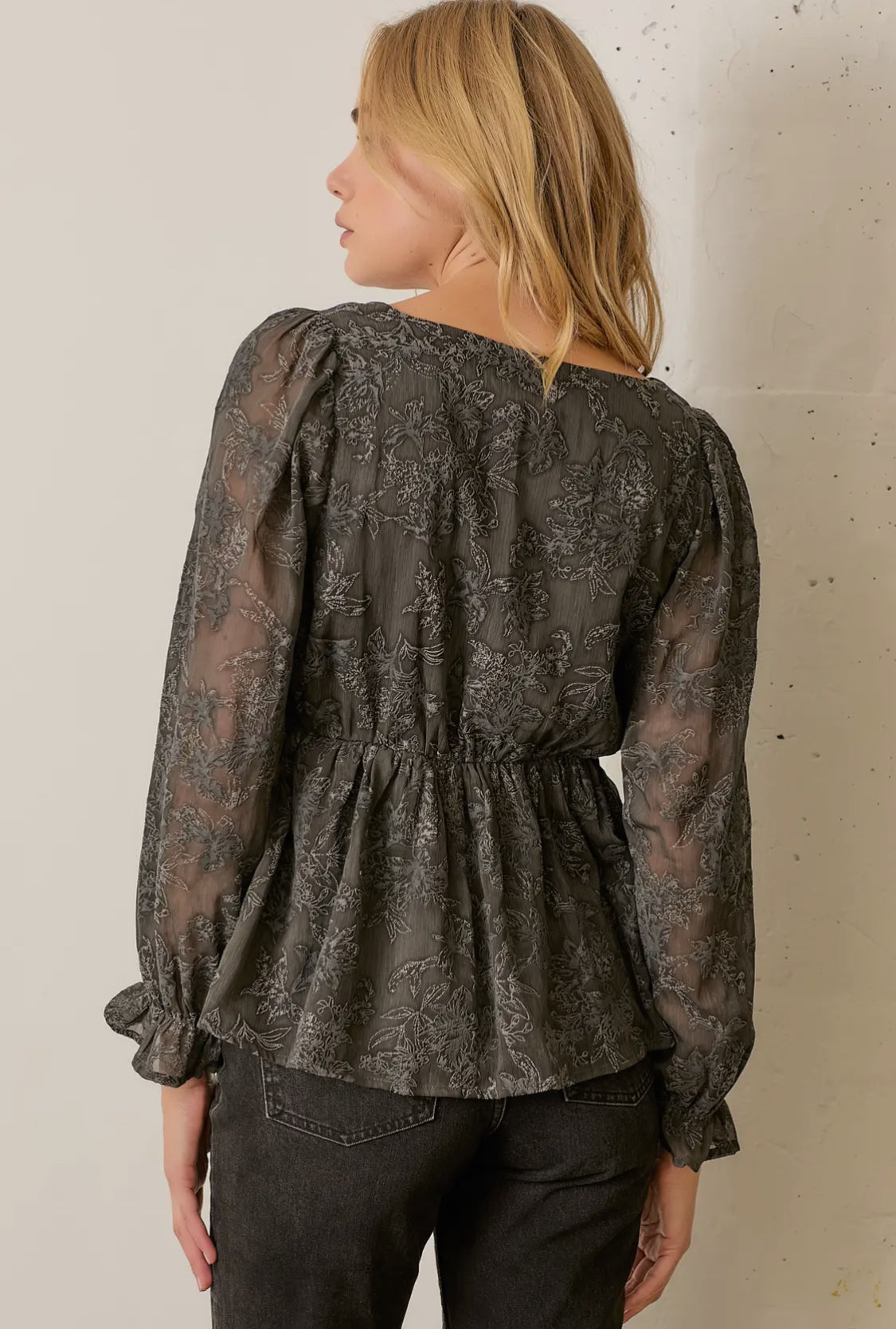 Charcoal Floral Blouse