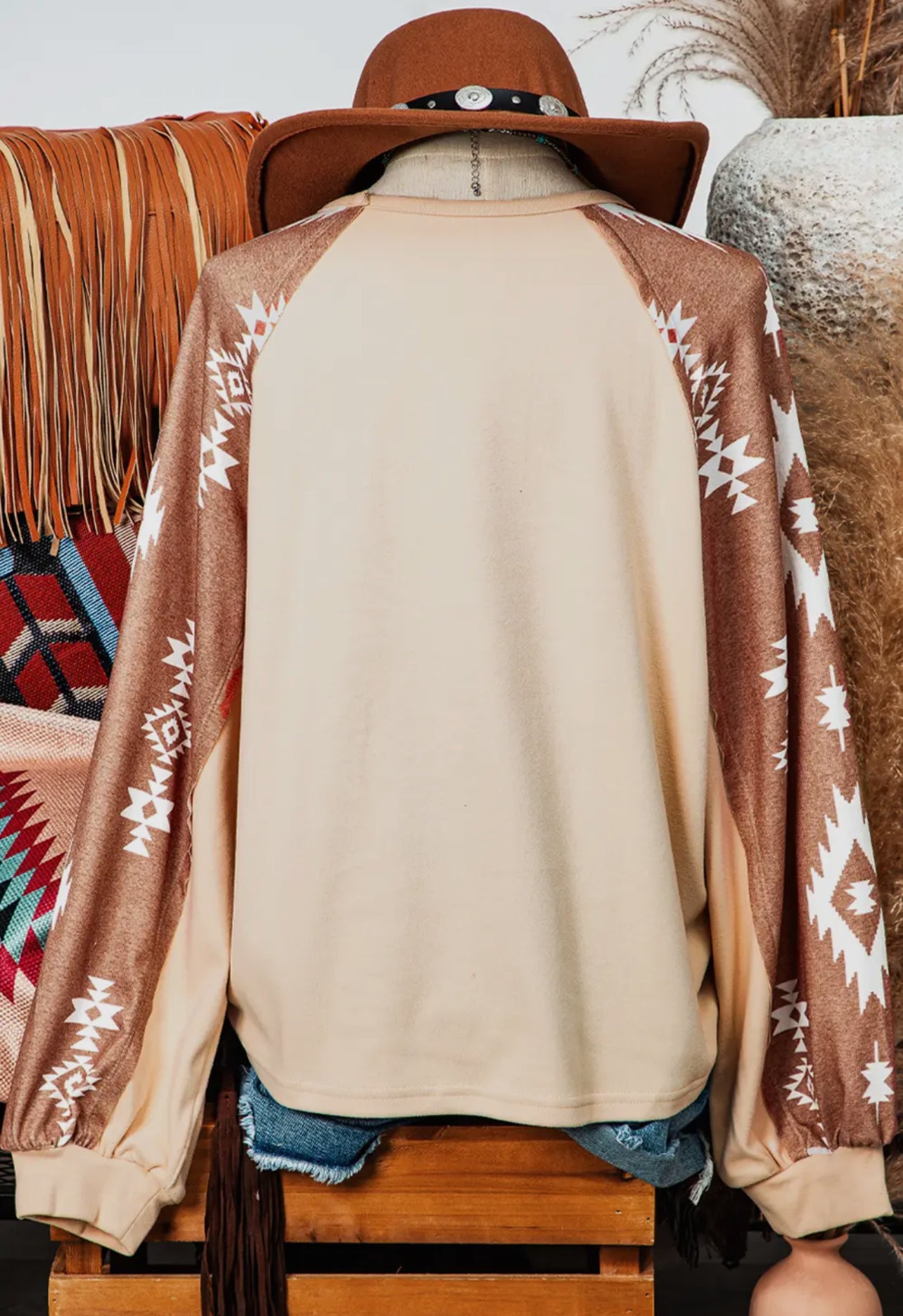 Soft Aztec Sleeve Pullover