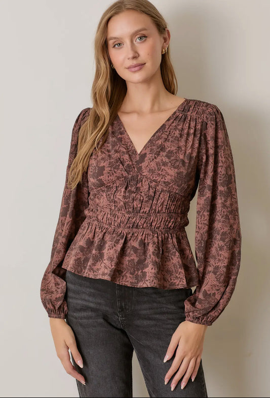 Mahogany Floral Blouse