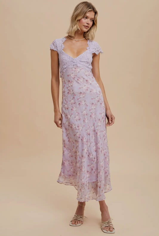 Lilac Lace Midi Dress