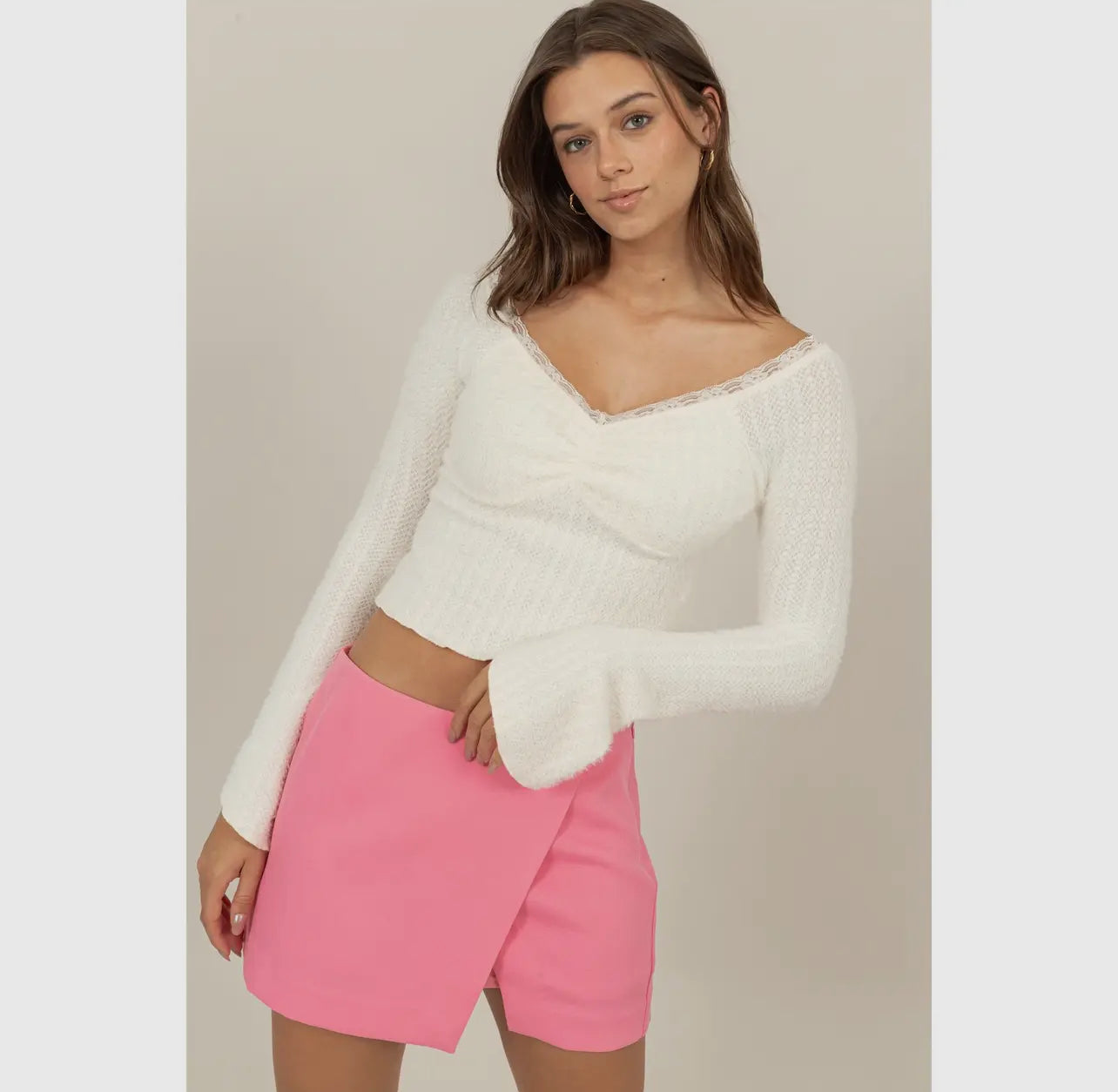 Fuzzy Off-Shoulder Top