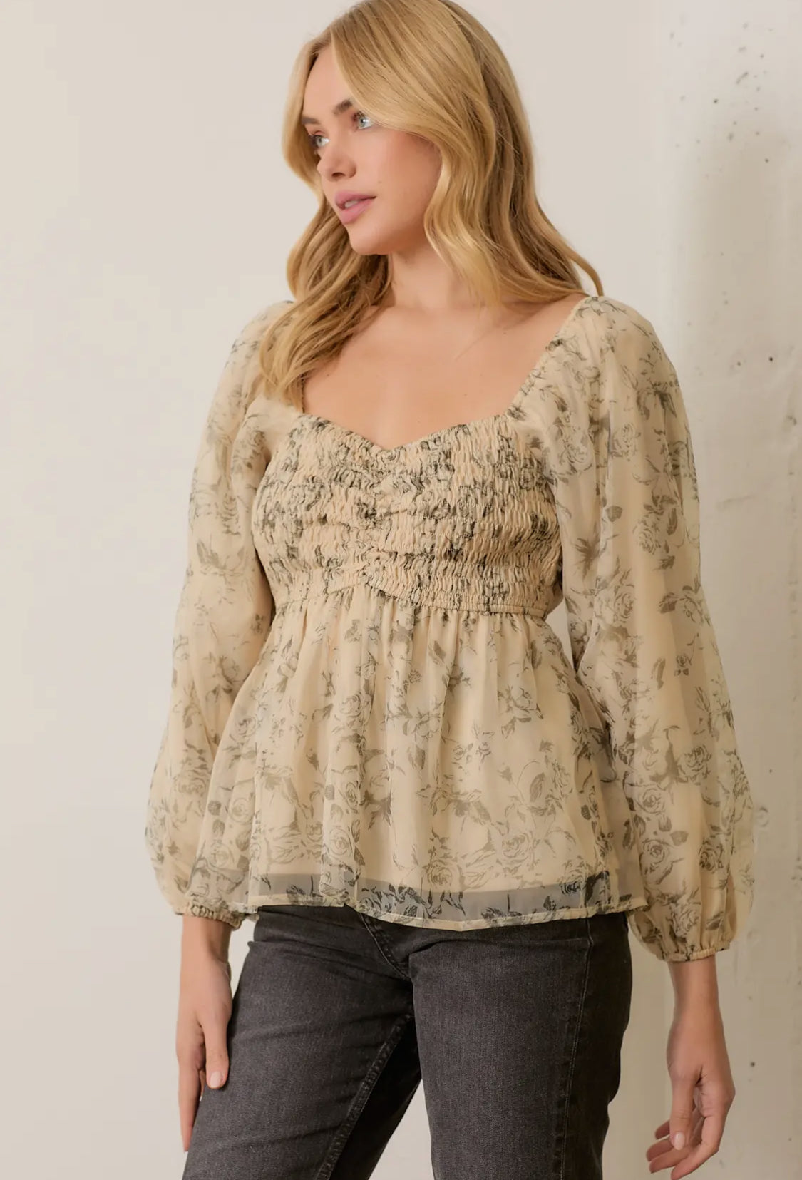 Champagne Floral Blouse