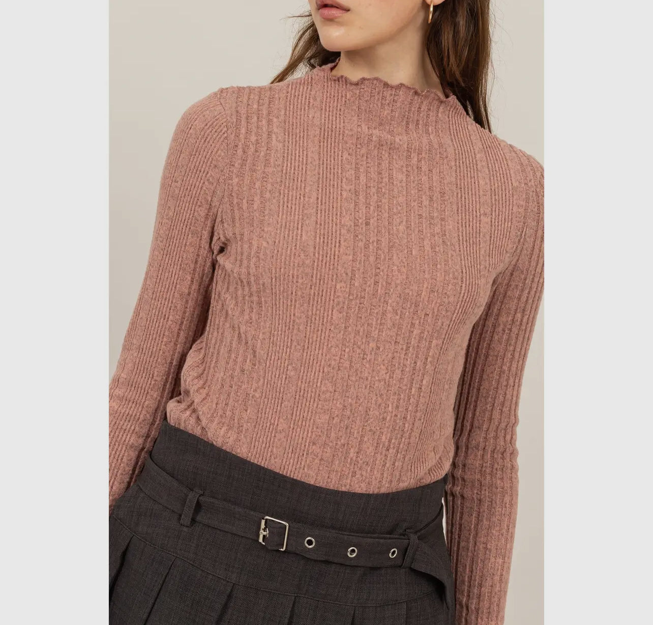 Mock Neck Ribbed L/S