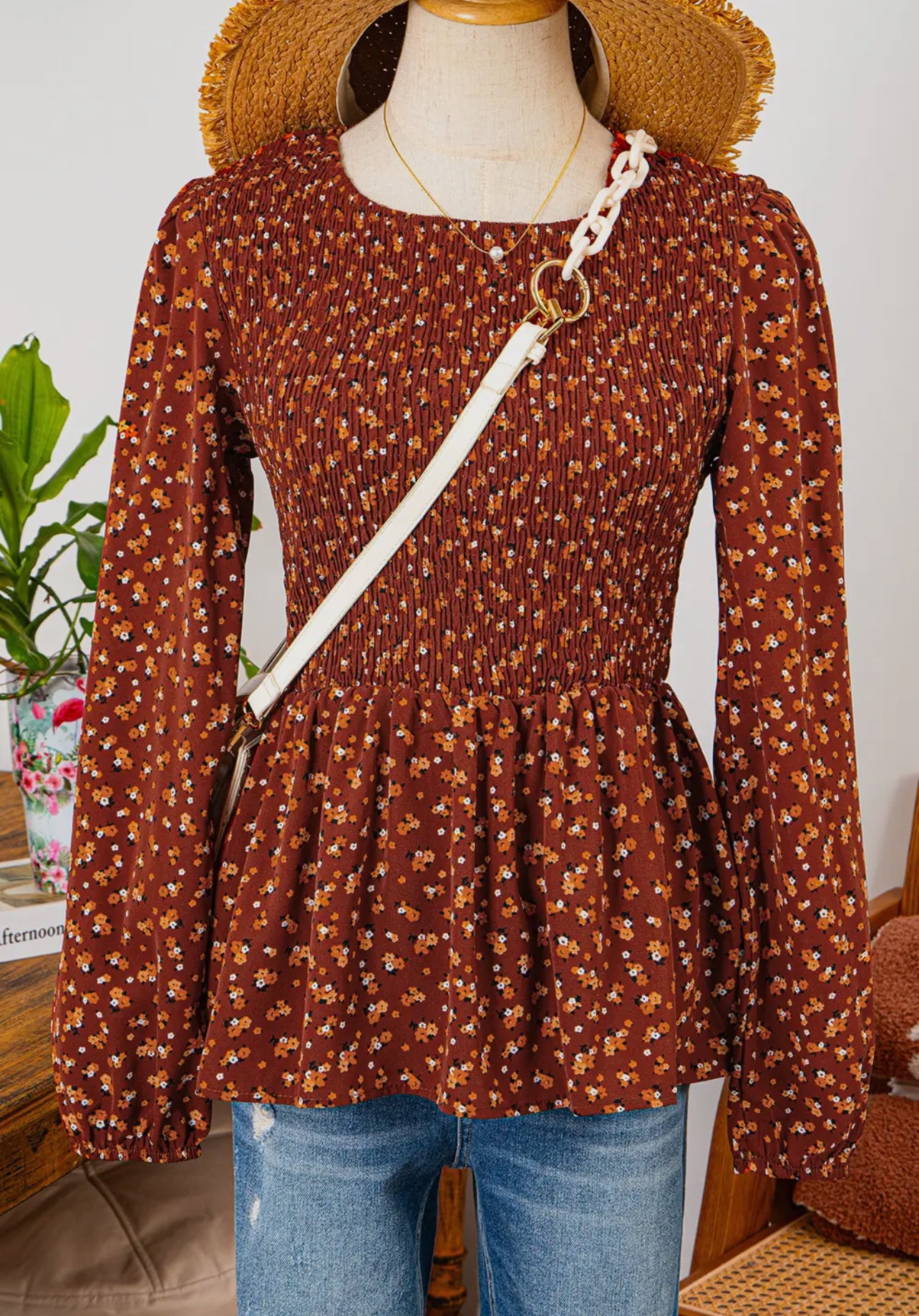 Orange Ditsy Blouse