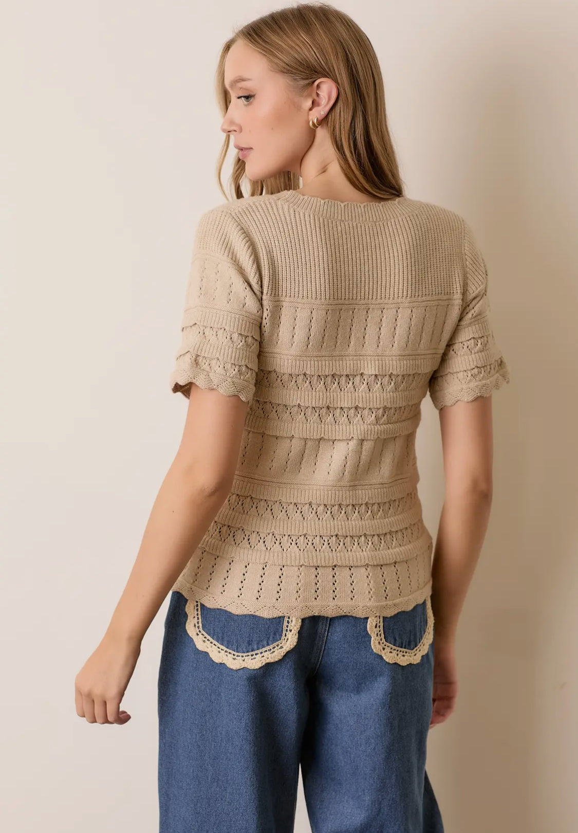 Taupe Knit S/S Sweater