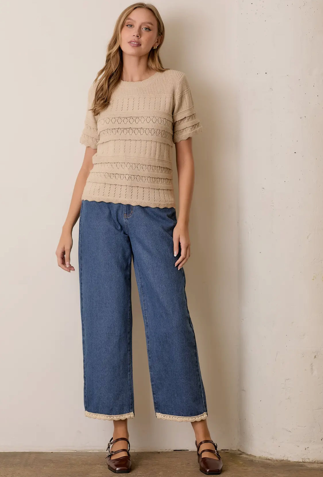 Taupe Knit S/S Sweater