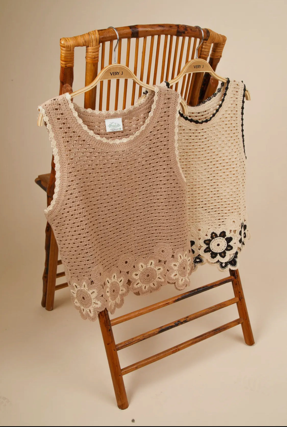 Floral Trim Crochet Tank