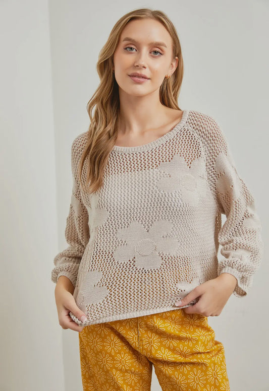 Flower Open Knit Sweater