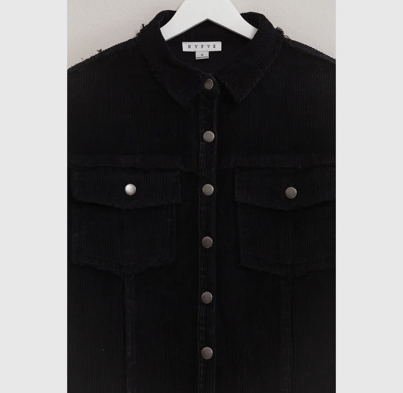 Black Washed Corduroy Shacket