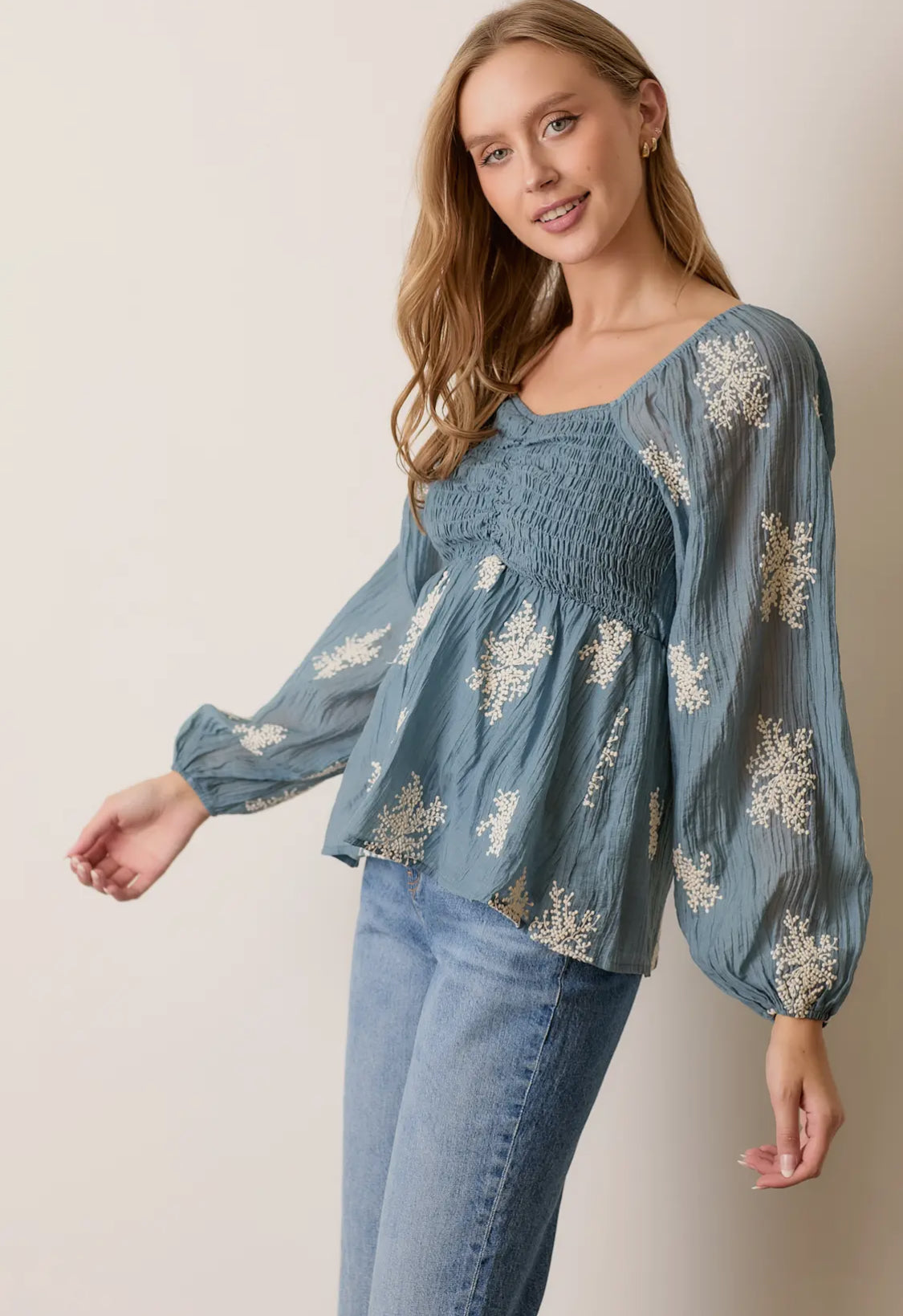 Sky Embroidered Blouse