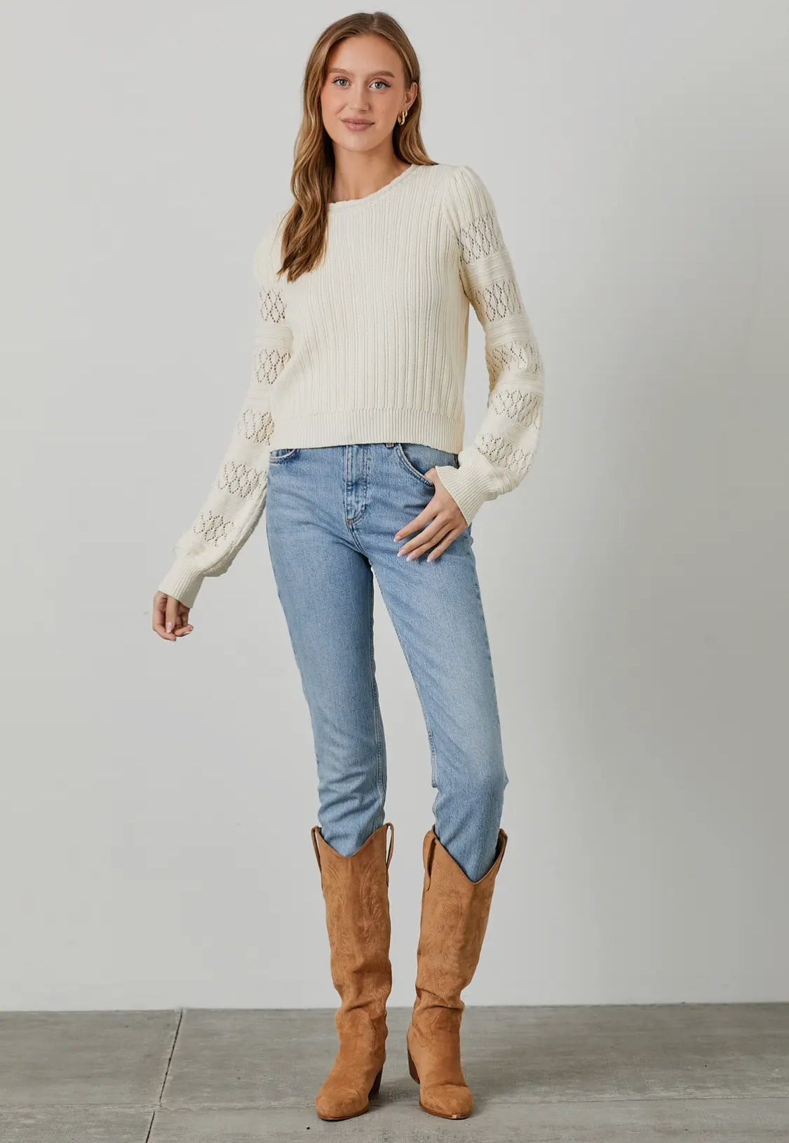 Natural Pointelle sweater