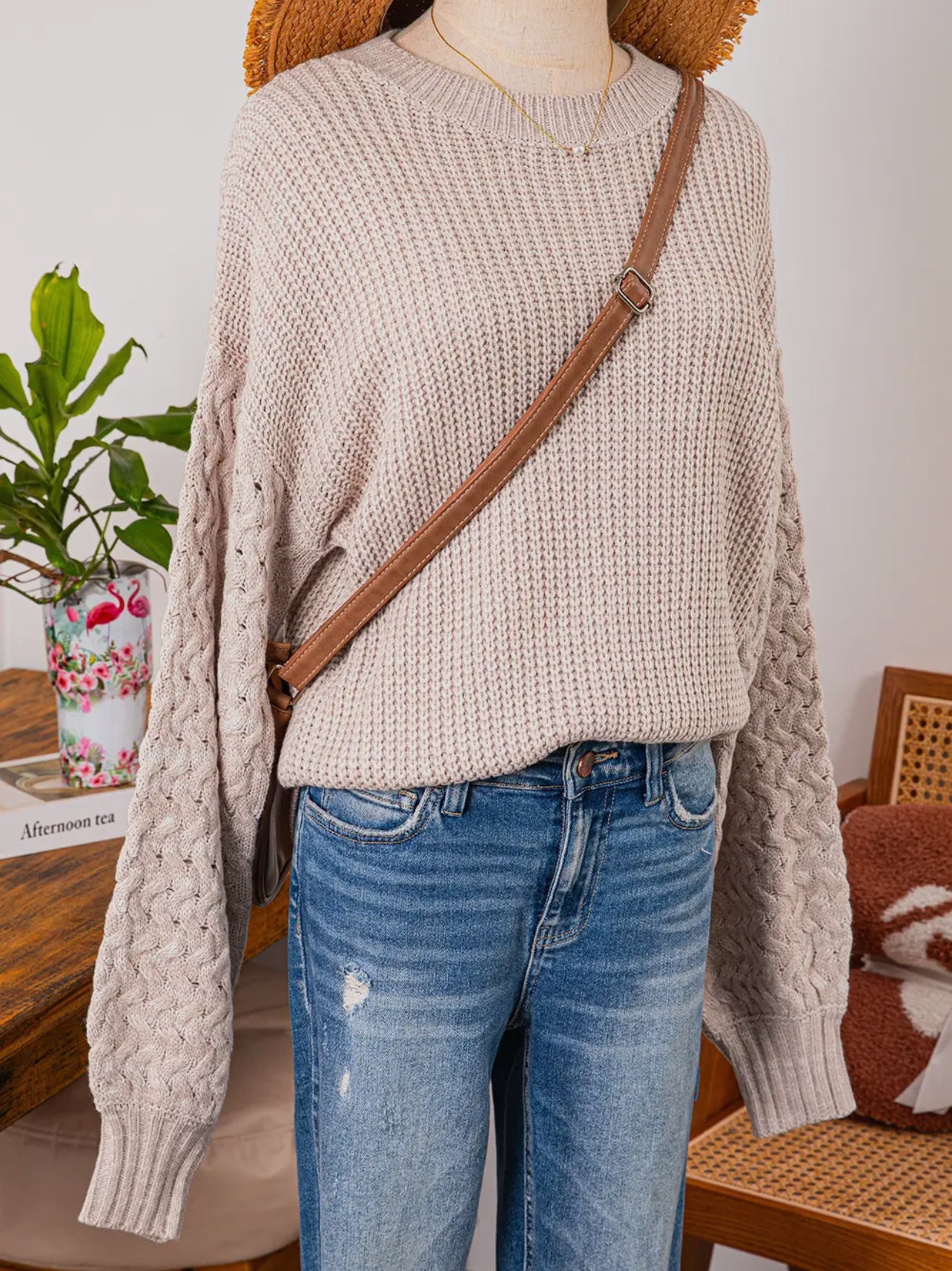 Cable Knit Sleeve Sweater