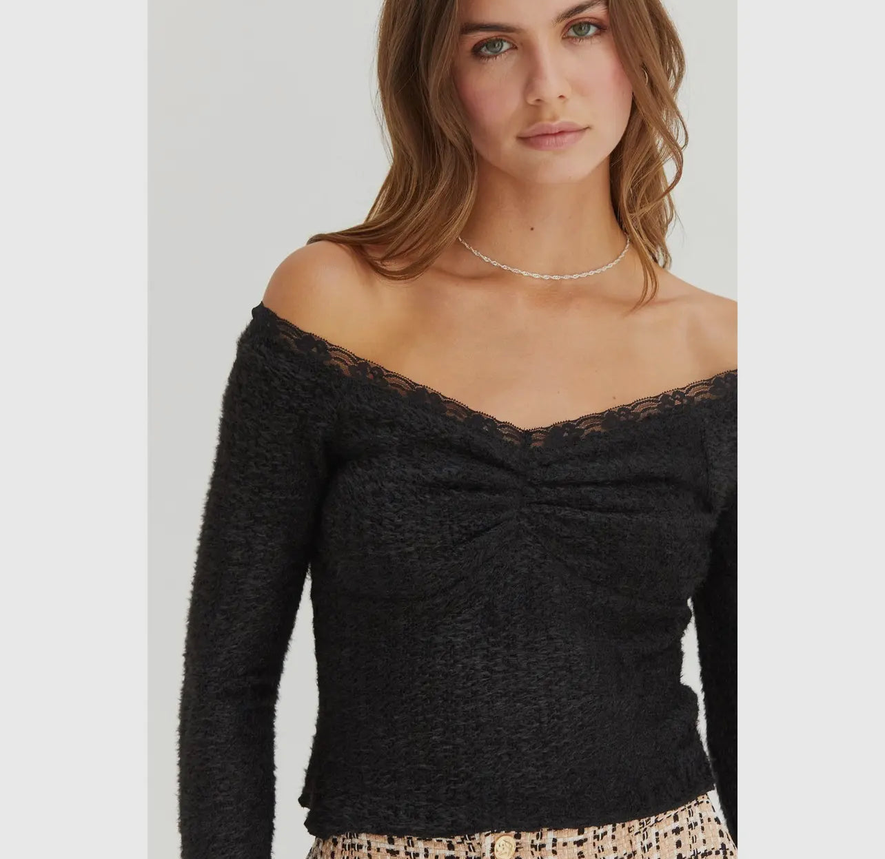 Fuzzy Off-Shoulder Top