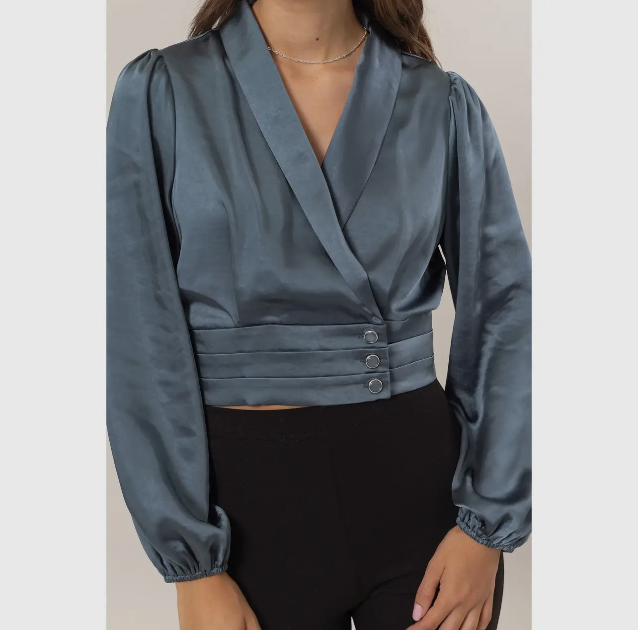 Shawl Neck Surplice Blouse