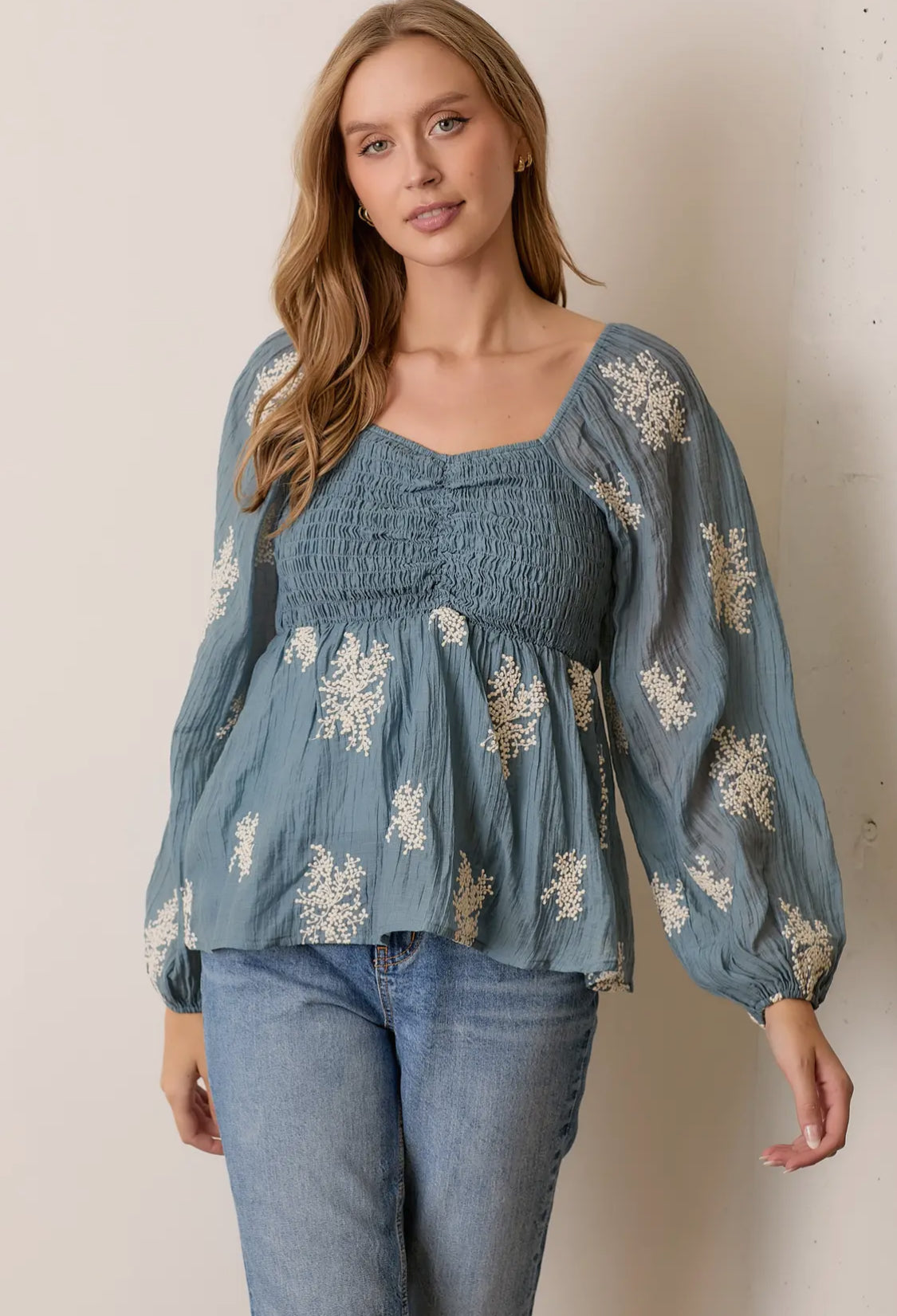 Sky Embroidered Blouse