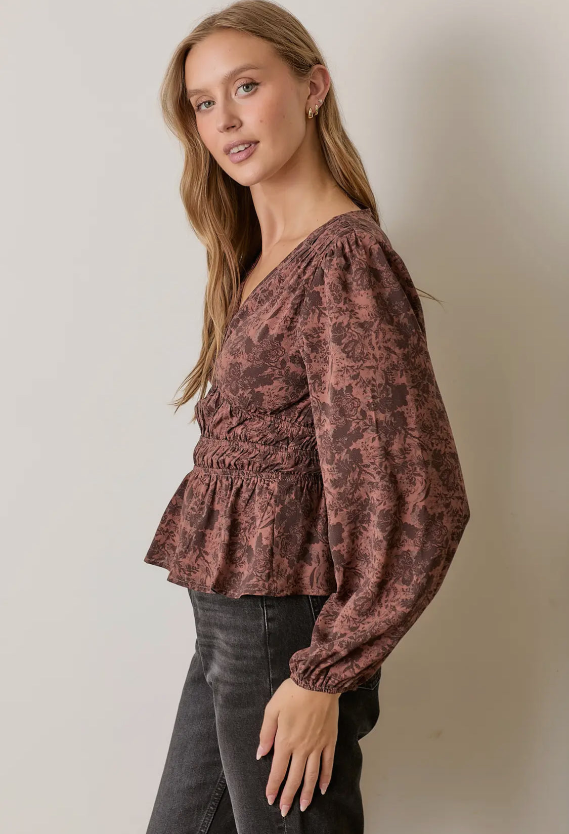 Mahogany Floral Blouse