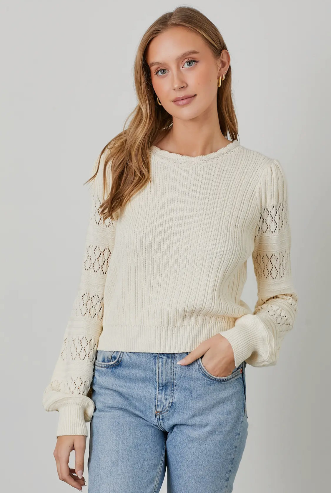 Natural Pointelle sweater