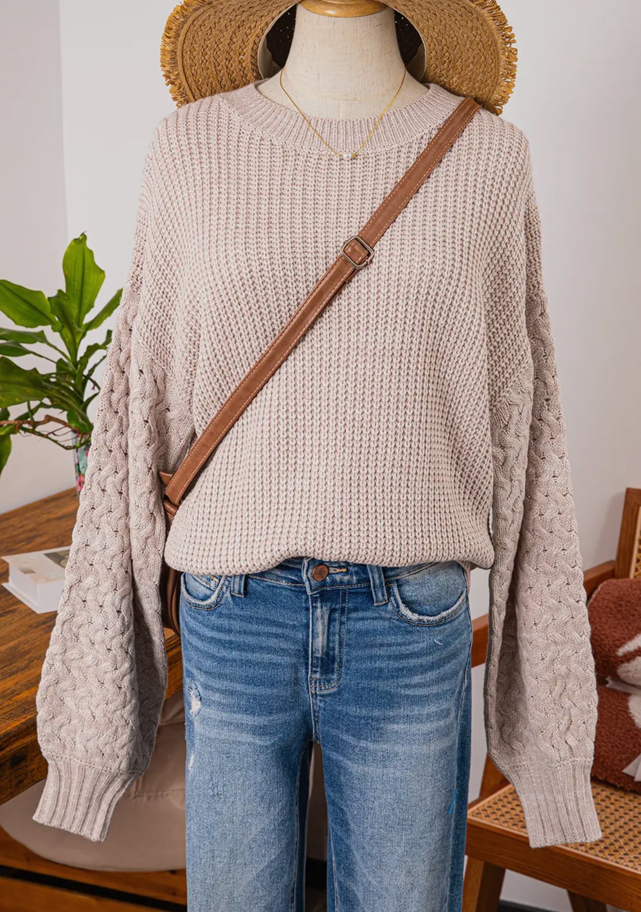 Cable Knit Sleeve Sweater