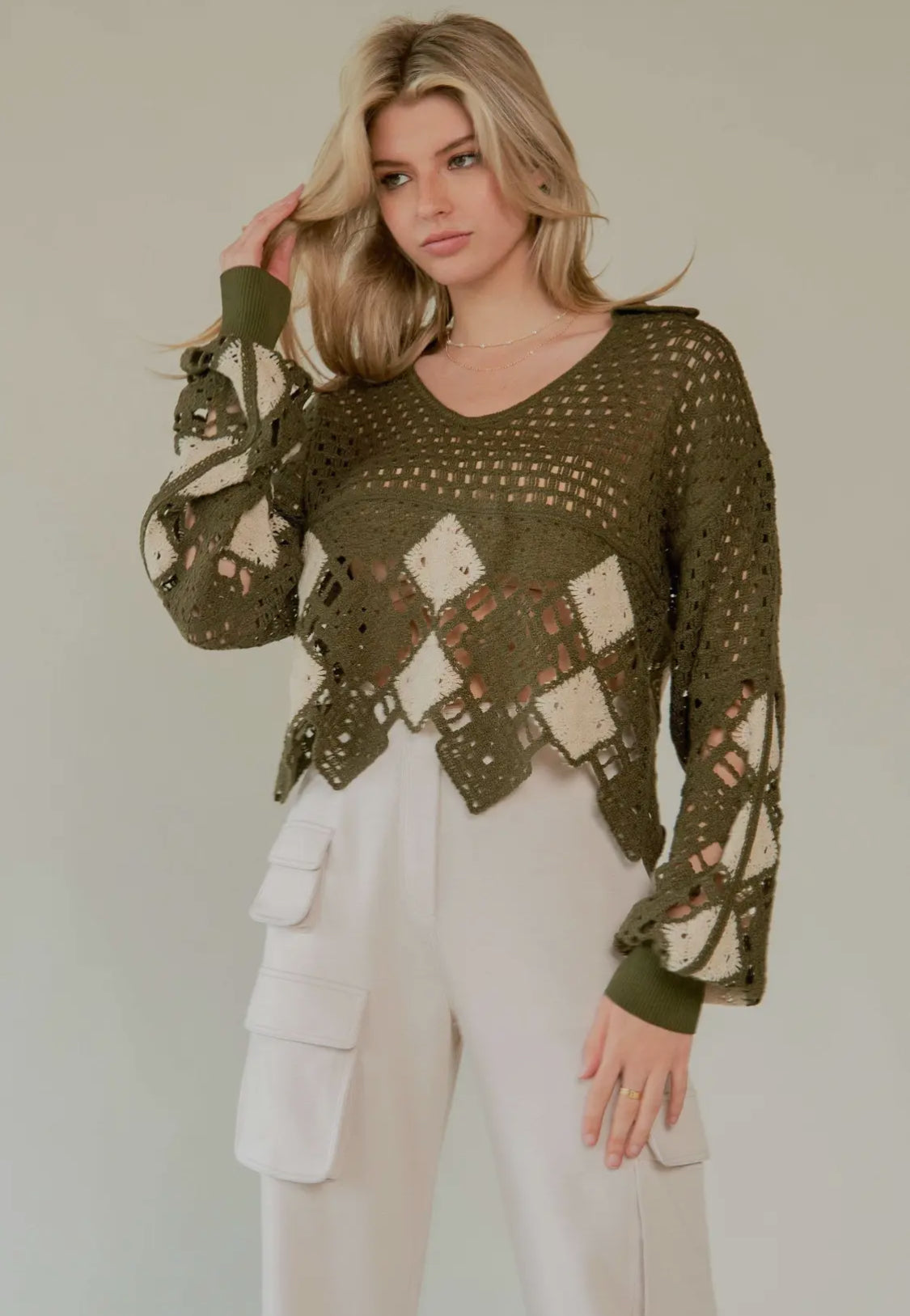 Crochet Diamond Pullover