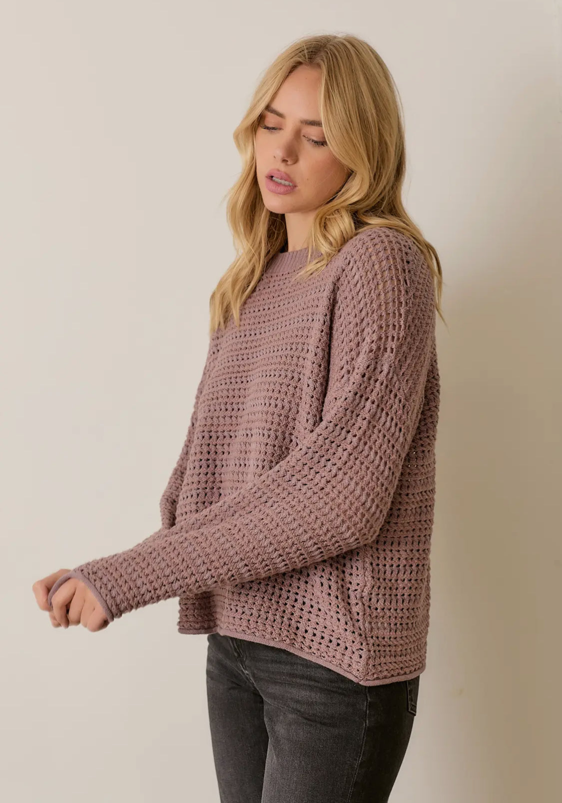 Dusty Plum Hollow Sweater