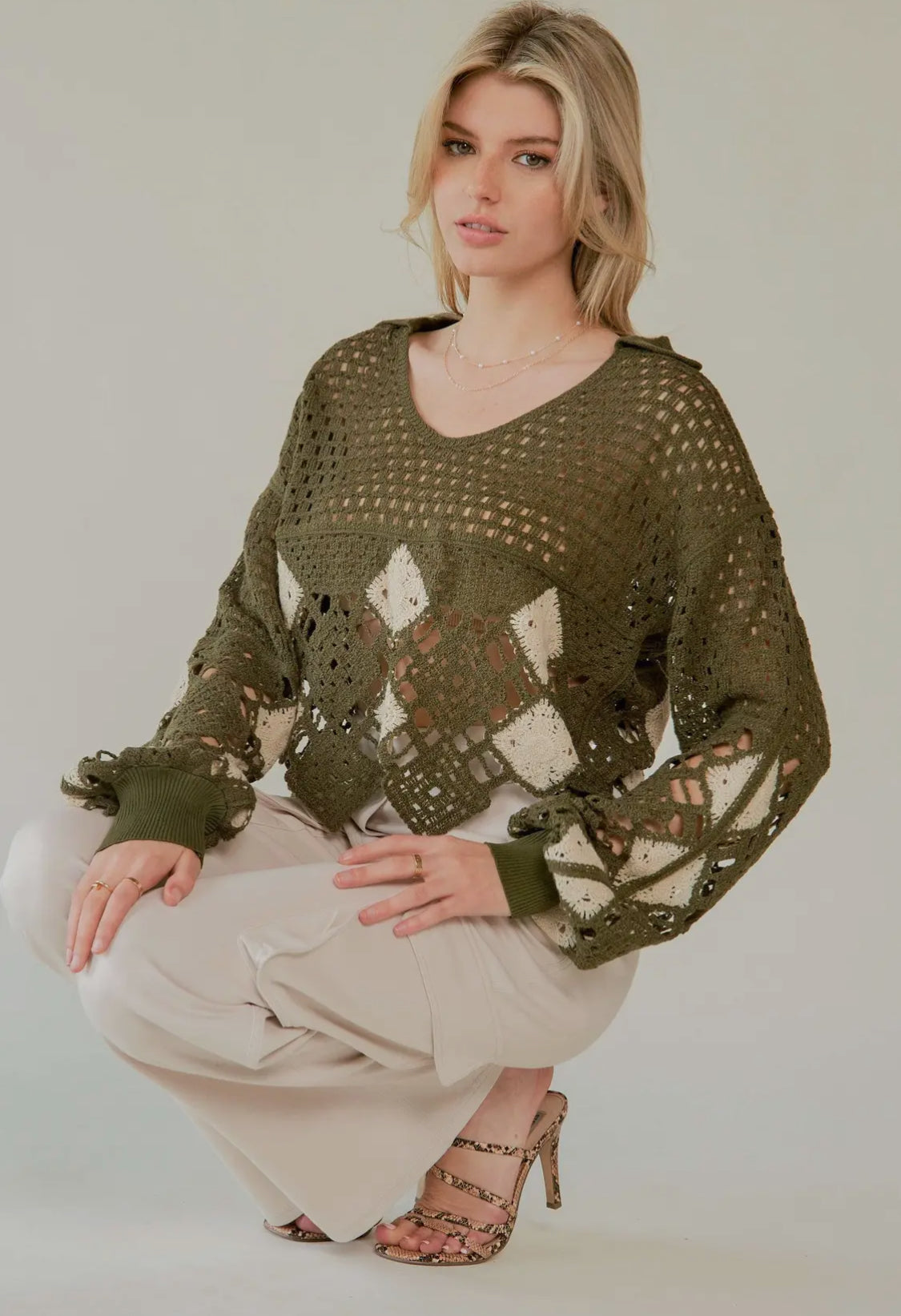 Crochet Diamond Pullover