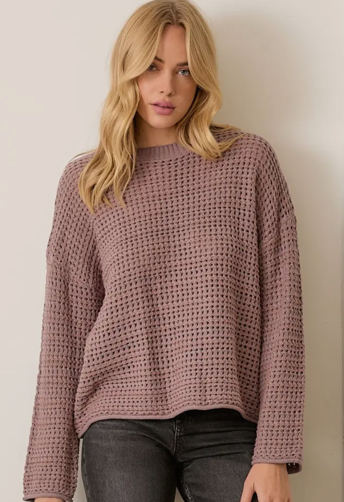 Dusty Plum Hollow Sweater