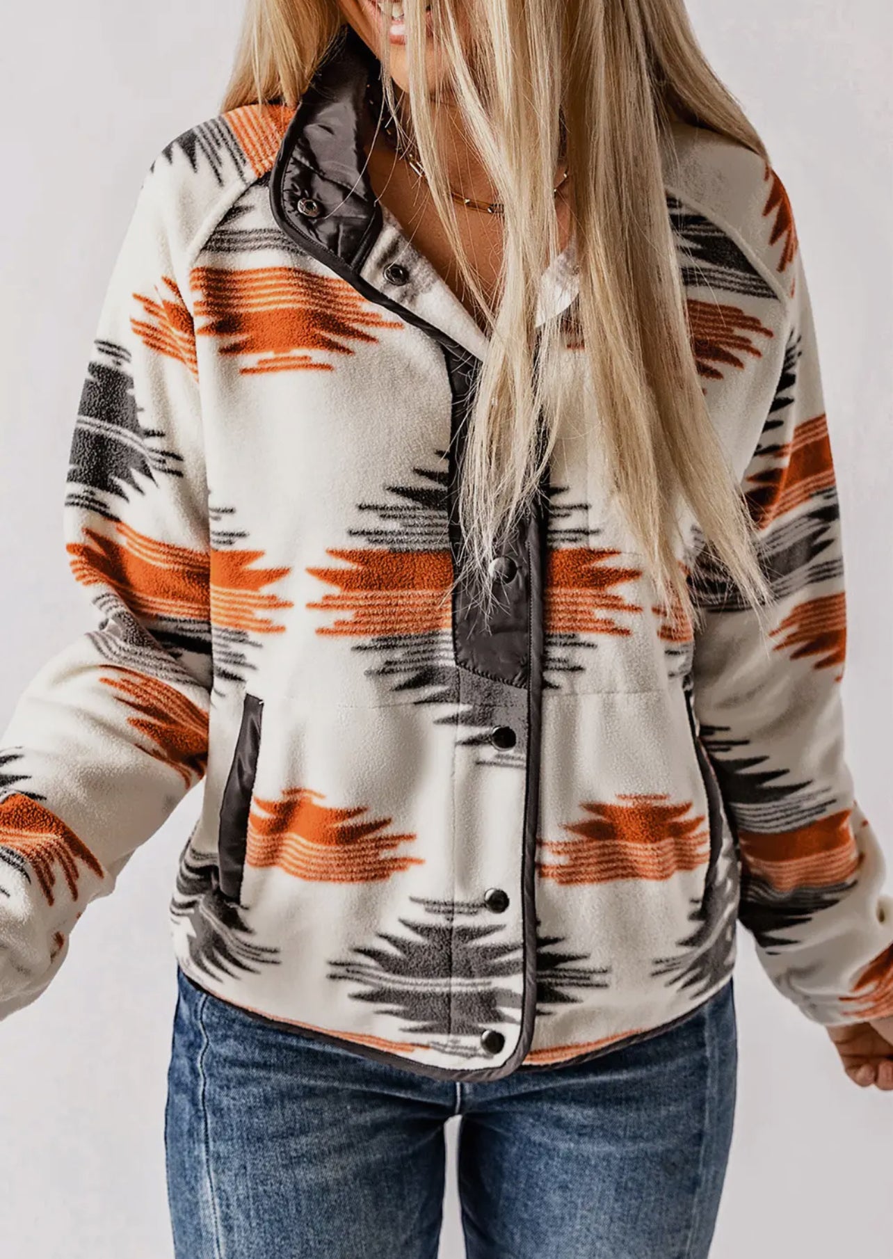 Orange Geo Fleece Jacket