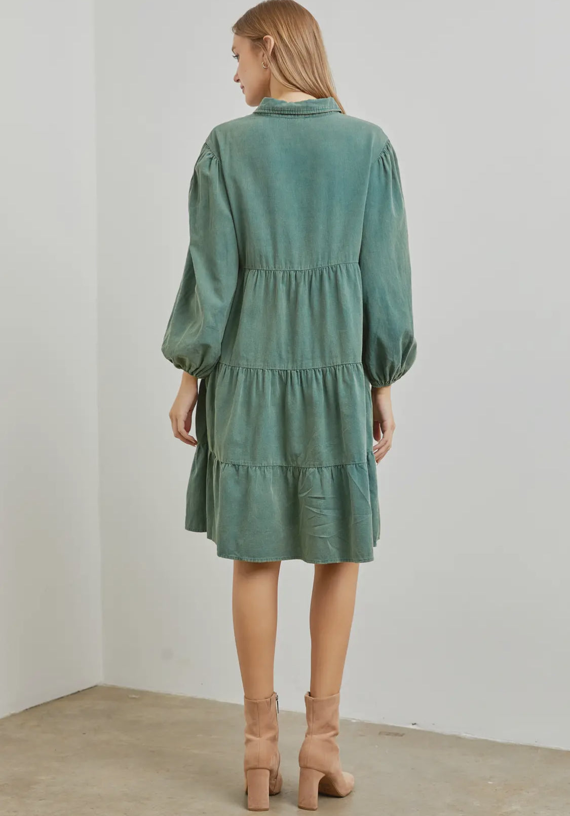 Faded Green Shirtdress