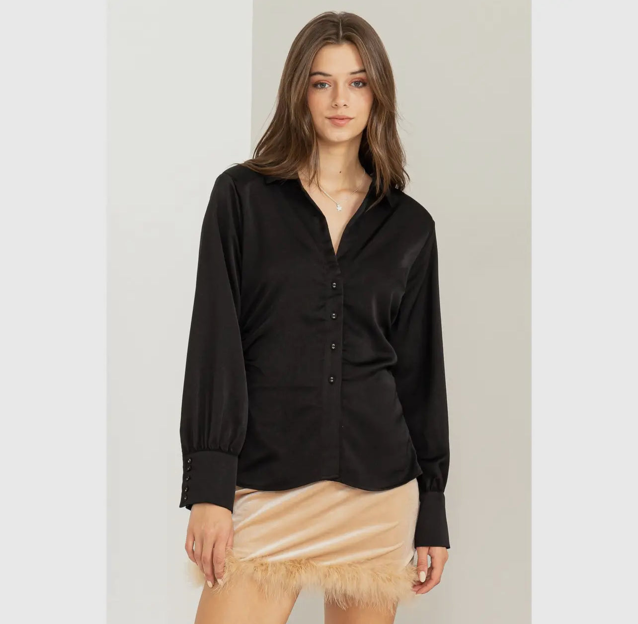 Ruched Satin New Years Top