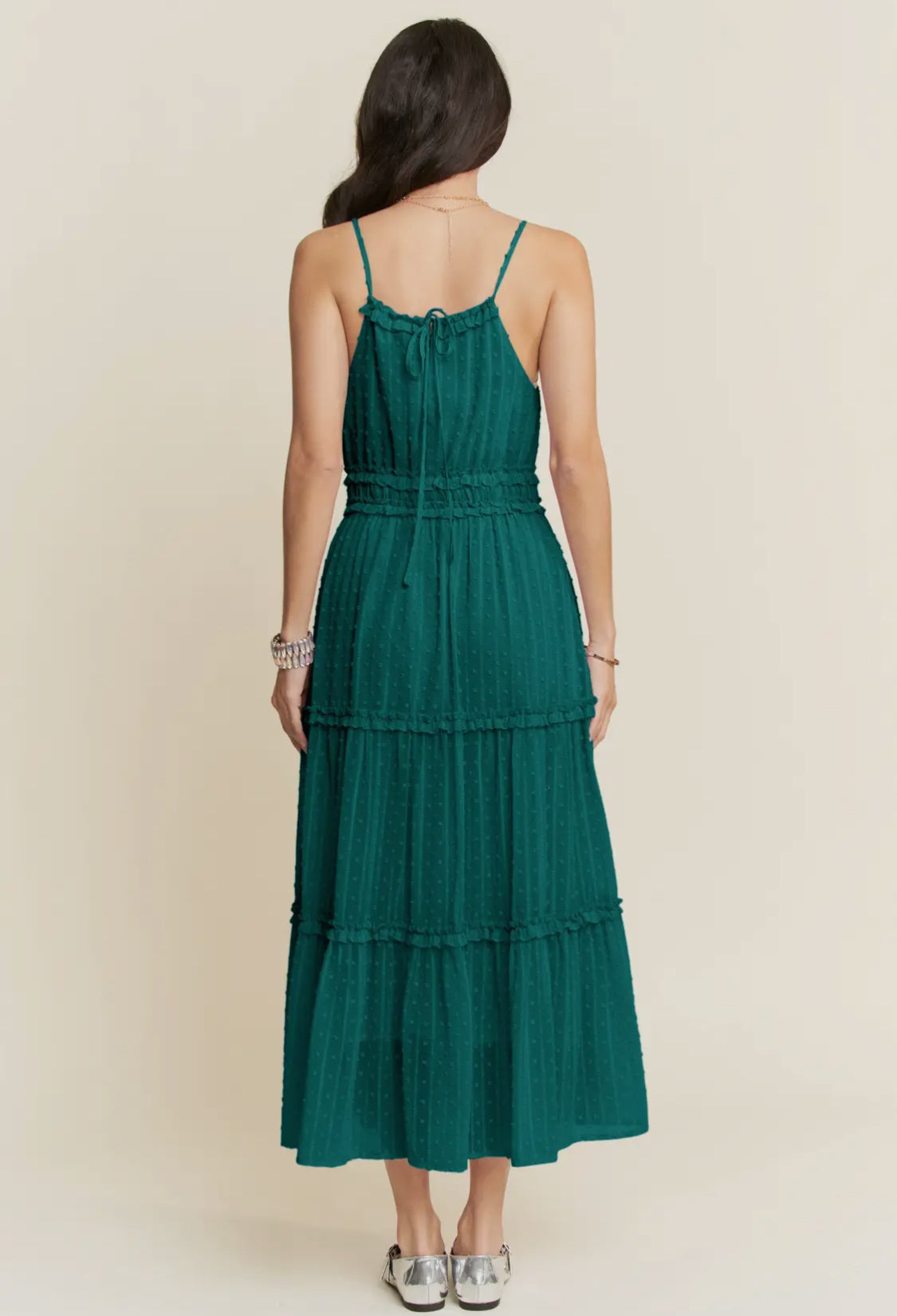 Emerald Swiss Dot Midi Dress