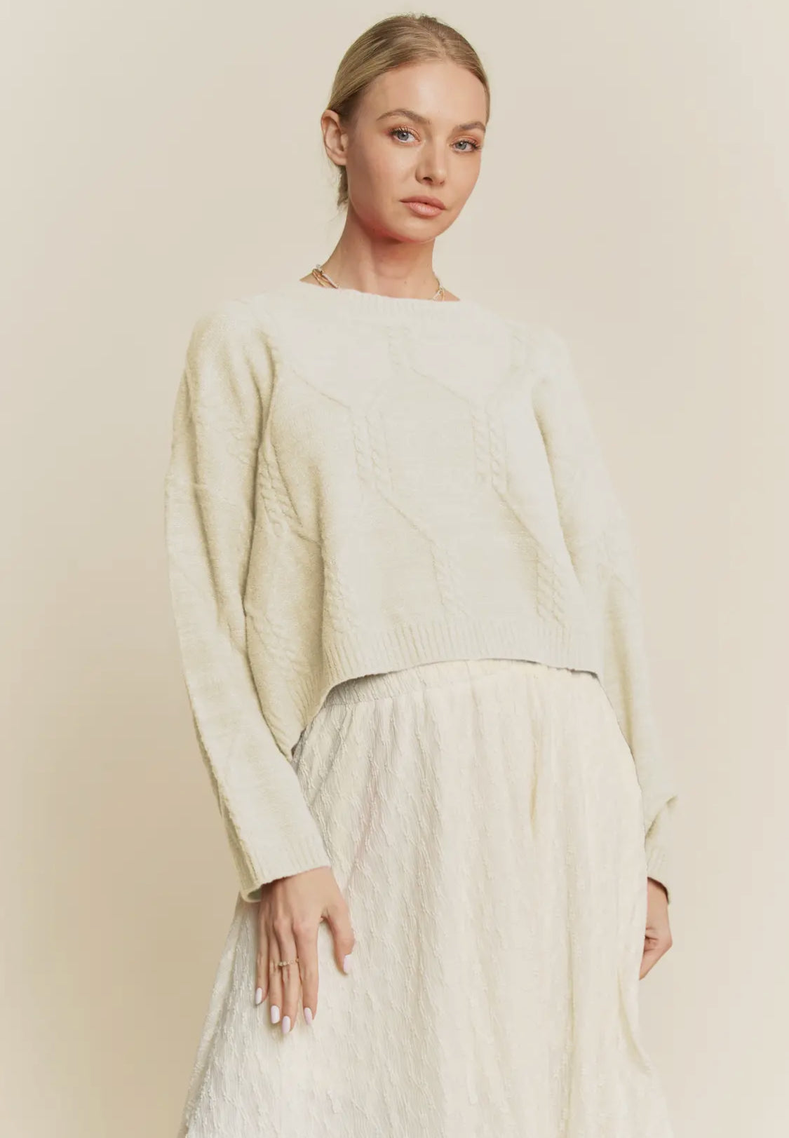 Ivory Diamond Cable Pullover