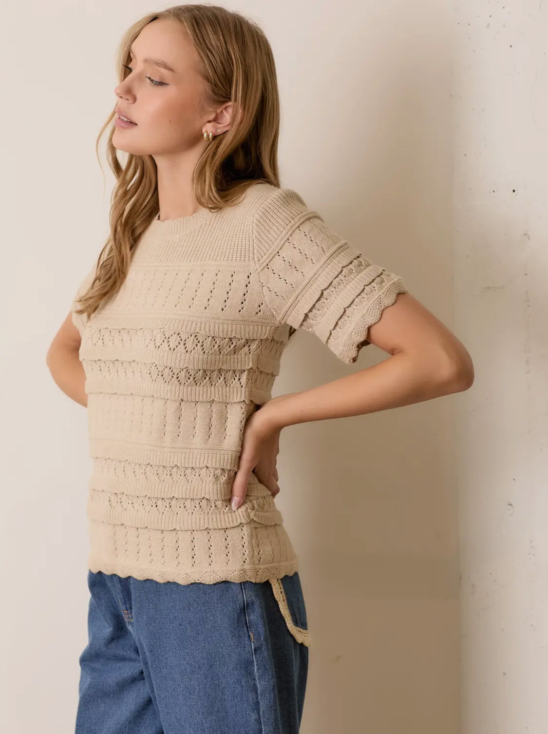 Taupe Knit S/S Sweater