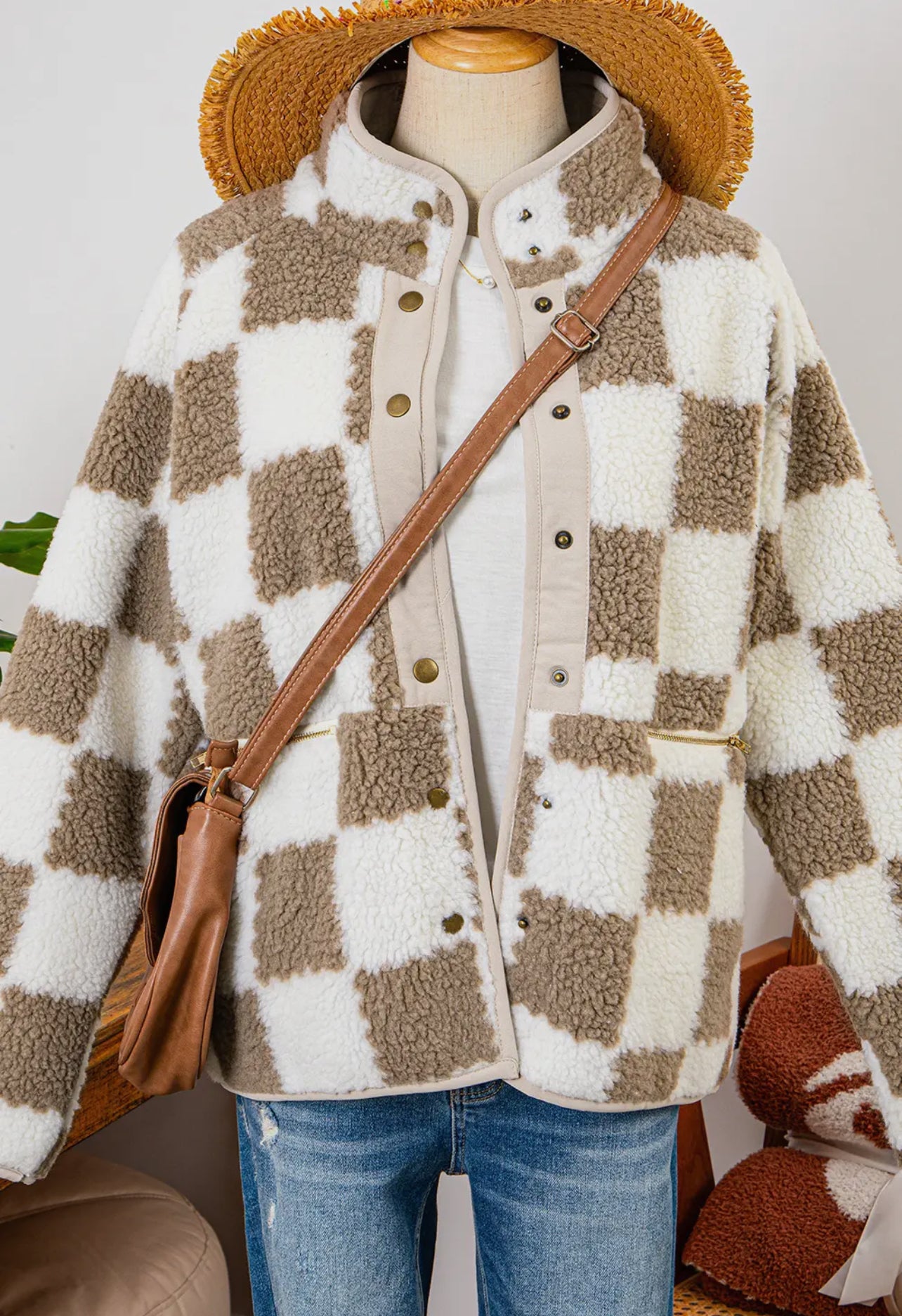 Checkered Sherpa Jacket