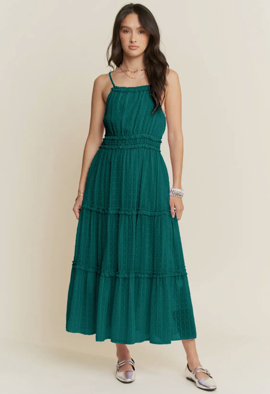 Emerald Swiss Dot Midi Dress