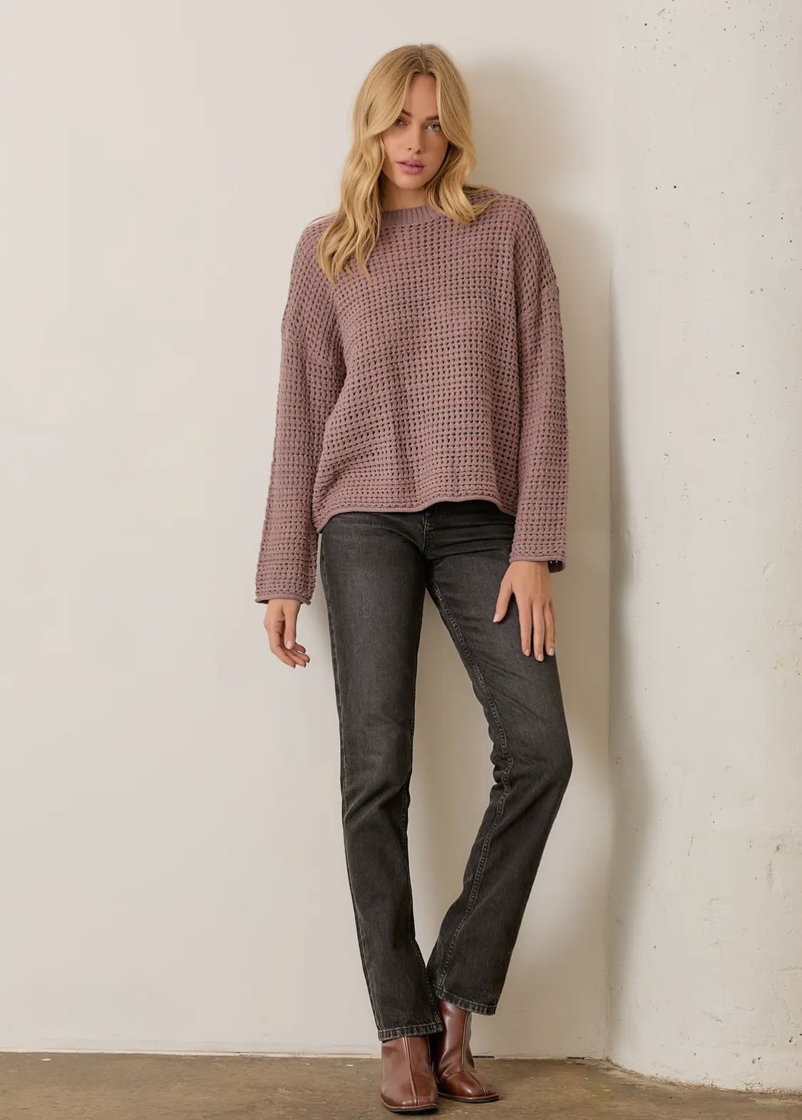 Dusty Plum Hollow Sweater