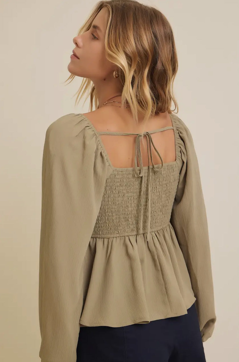 Olive Babydoll Blouse