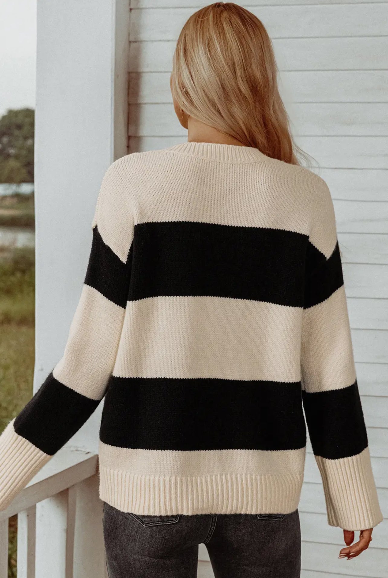 Striped B/W Pullover Sweater