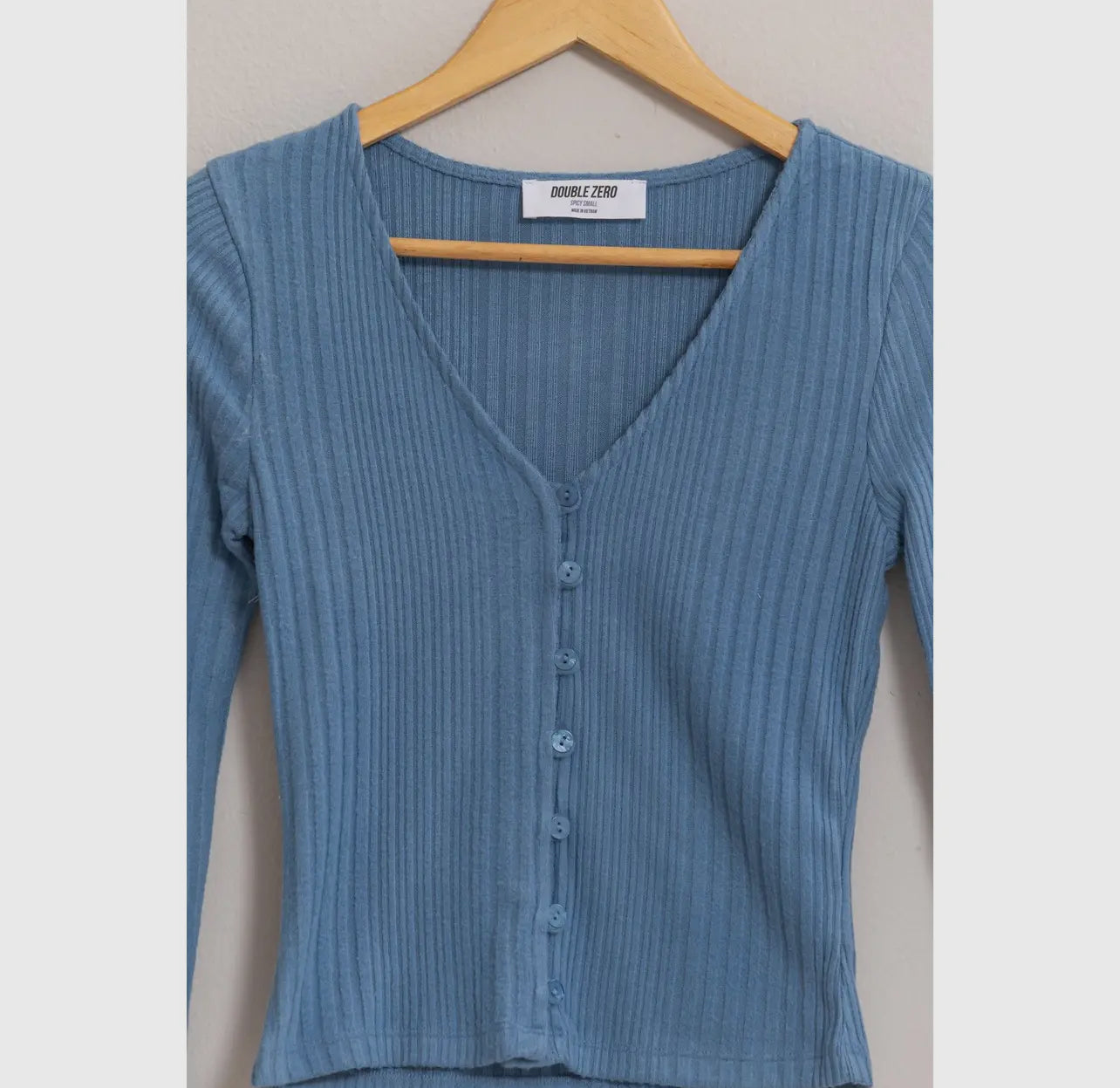 Fitted Ribbed Button Front Top